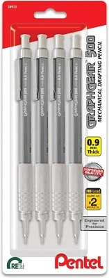 Pentel GraphGear 500 Mechanical Drafting Pencil, 0.9mm, Gray Barrel, Pack of 4 - Image 1 of 4