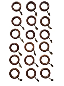 VTG 18 Wooden Rings Clips Dark Wood Curtain Drapery LOT Bundle - Picture 1 of 8