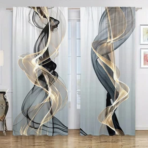 2Pcs Abstract Line Window Curtain Drapes Blinds Bedroom Living Room Kitchen - Picture 1 of 24