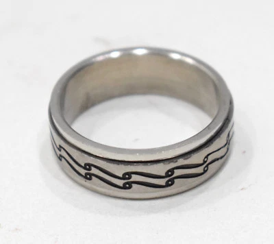 Ring Stainless Steel Etched Spinner Band Ring - Image 1 of 3