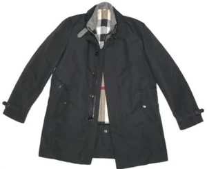 BURBERRY BRIT 2IN1 USED MEN XL GREY WOOL QUILTED JACKET/BLACK NYLON TRENCH COAT - Picture 1 of 12