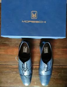 Scarpe Uomo Moreschi Oxford in Pelle Blu - Suola in gomma 45 - Imagen 1 de 9