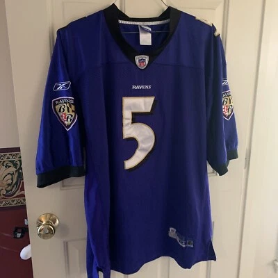Camiseta de fútbol Reebok Baltimore Ravens talla 54 #5 cosida en flaco púrpura Foto 1 de 4