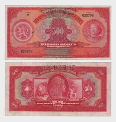 Czechoslovakia - 1929 - 500 Korun - "SPECIMEN" - "F+"  #CO7283 - Image 1 of 4