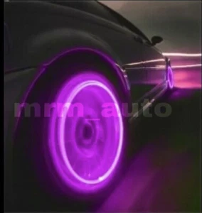2X Tapas de vástago de válvula de rueda de neumático intermitente con luz LED púrpura para automóvil bicicleta automóvil camión - Imagen 1 de 4