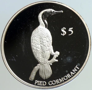 2000 NEW ZEALAND Elizabeth II Pied Cormorant BIRD Proof Silver $5 Coin i101157 - Picture 1 of 3