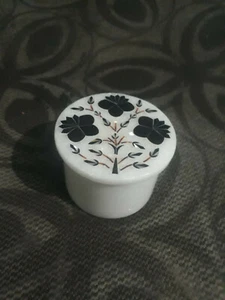 4.5" Marquetry Malachite Flower Marble Jewelry Trinket Box inlay decor home v1 - Picture 1 of 5