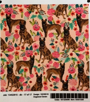 Denim Dogwood: Imperial Swatch 8 pulgadas cuadrado belga Malinois floral tela rosa Foto 1 de 4