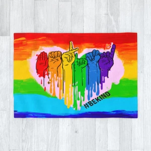 Be Kind Rainbow - Blanket 120cm x 175cm, Sign Language, Pride, Humanity Gift - Picture 1 of 6