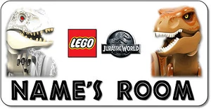 Placa de nombre de puerta de aluminio personalizada Lego Jurassic World - Imagen 1 de 2