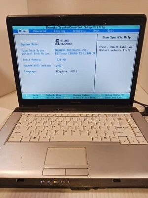 Unidad de sistema Toshiba Satellite A205 Windows Vista Home Prem DVD/CD/R, ESTADO DE FUNCIONAMIENTO Foto 1 de 4