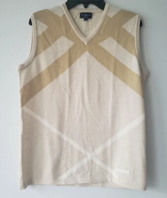 Suéter feminino Burberry golfe xadrez marfim bronzeado sem mangas tamanho P - Imagem 1 de 4