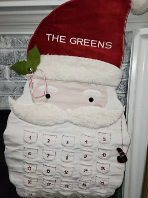 Pottery Barn Kids Santa Face Christmas Countdown Advent Calendar Mono THE GREENS - Image 1 of 4