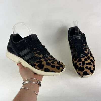 Adidas ZX Flux Running Shoes Women's 8.5 Black Leopard Suede Sneakers B35312 - Image 1 of 4
