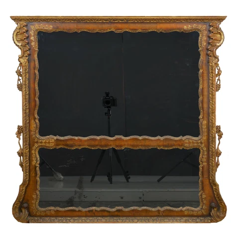 English Georgian Parcel Gilt Walnut Pier Wall Mirror, 19th Century Cover