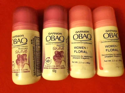 4   PACK GARNIER OBAO WOMEN FRESCURA SUAVE & WOMEN FLORAL DEODORANT 2.3 OZ EACH - Image 1 of 3