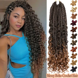 Pre-looped Goddess Crochet Box Braids Bohomian Braids Hair Extensions For Black - Picture 1 of 19