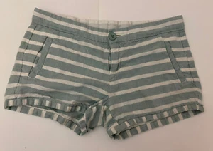 Gap Kids Girls Linen Blend Chino Shorts Adjustable Waist Striped Green Size 10 - Picture 1 of 9