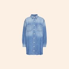 NWT $148 Reformation Edie Denim Shirt Dress Comoro Blue Long Sleeve Mini 8 