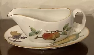 Vintage Royal Worcester Evesham Gold Sauciere & Unterteller / 2-teiliges Set, makellos - Bild 1 von 10