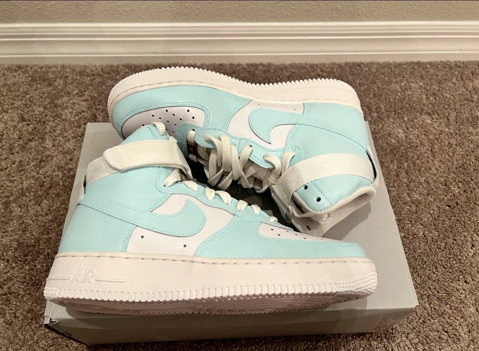 🥶 Icy Blue - Customized Nike Air Force 1 '07 High - Mens 8 / Women’s 9.5 - Image 1 of 4