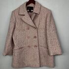 MODA International Wool Tweed Pink Trench Coat Preppy Oversized City-Chic Gold