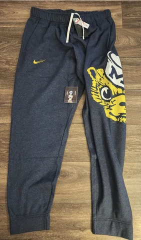 NWT Nike University of Michigan Fleece Sweatpants Blue/Yellow Size L DJ7048-419 Cover