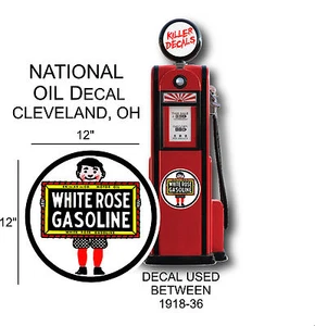 (WHTR-1) 12" 1918-36 WHITE ROSE GASOLINE DECAL OIL CAN / GAS PUMP / LUBSTER - Picture 1 of 1