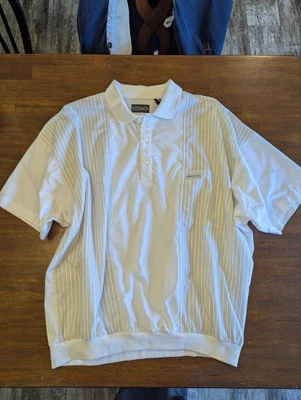 Vintage Members Only White 1/4 Button Up Shirt Men Elastic Sides Size Large XL - Image 1 of 3