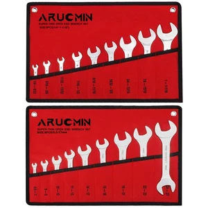 Super-Thin Open End Wrench Set, 18-Piece SAE & Metric 1/4" to 1-1/16" and 5.5... - Picture 1 of 7