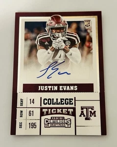 2017 Contenders Draft Picks College Ticket Auto Justin Evans #252 RC - Picture 1 of 2