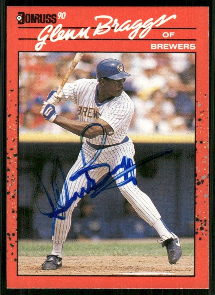 1990 Donruss GLENN BRAGGS Signed Card autograph auto BREWERS REDS - Image 1 of 1