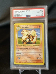 BLB 74- ENGLISH 1st EDITION Thick Stamp BASE SET Arcanine 23/102 Uncommon PSA 8 - Picture 1 of 6