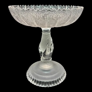 Hobbs Brockunier EAPG Clear / Frosted Glass Tree of Life w/ Hand Compote c. 1880 - Picture 1 of 9