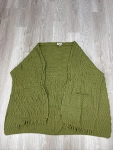 Poncho chal Connemara prendas de punto para mujer verde merino 100 % lana pura talla grande 1 - Imagen 1 de 9