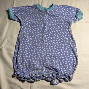 Vintage Okie Dokie Blumen lila Strampler Kinder Größe 12 Monate 100 % Baumwolle - Bild 1 von 7