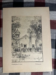 E H Suydam Everybody Goes To Church Old Louisiana Pencil Art 1929 Cadyville - Picture 1 of 10