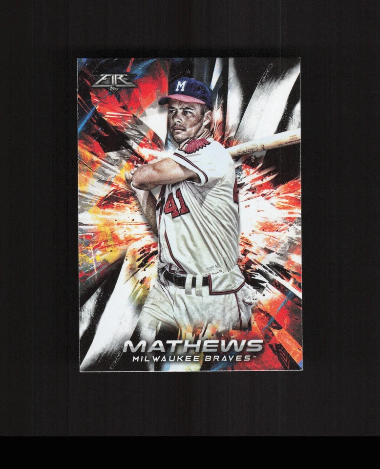 2018 Topps Fire #83 Eddie Mathews Baseball Card Milwaukee Braves - Image 1 of 2