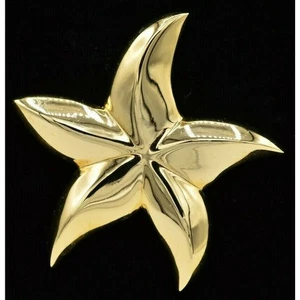 Vintage Star Flower Pin Brooch Large Starfish Gold Tone Chunky NOS 1980s 9B - Picture 1 of 12