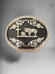 Praying Cowboy Western Style Belt Buckle Hebilla Vaquero con Oracion Vaquero - Picture 1 of 2