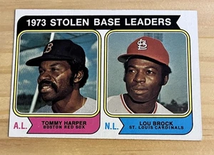 1974 Topps #204 Stolen Base Ldrs TOMMY HARPER / LOU BROCK MLB HOF Graded 6 EX MT - Picture 1 of 3