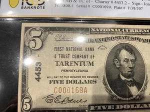 $5 National 1929 - TARENTUM, PA - Charter 4453 (only known $5) -- 947385-6 - Picture 1 of 4