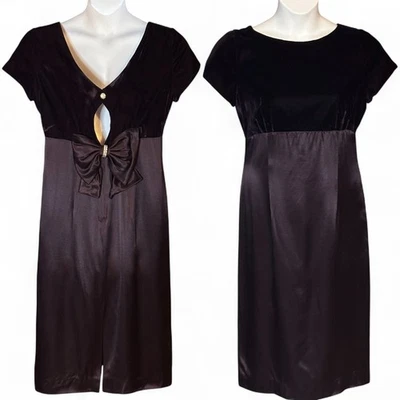 复古 90 年代 Niki Livas 紫色天鹅绒缎面迷笛连衣裙 14 码后弓水钻 — 第 1/4 张图片