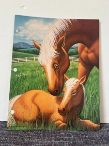 Vintage 1993 Mead Portfolio Folder #33128 Horse Foal Best Friends Warm Heart - Picture 1 of 3