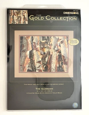 Dimensions Gold Collection - "The Guardian" Cross Stitch Kit #35153 Wolf Wolves - Image 1 of 4