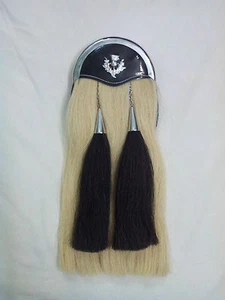 NUEVO ORIGINAL PELO DE CABALLO BLANCO ESPORRAN LLANO CANTLE/BAGPIPE PIPER KILT SPORRANS - Imagen 1 de 5