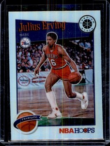 2019-20 NBA Hoops Premium Stock Silver Prizm #293 Hoops Tribute Julius Erving