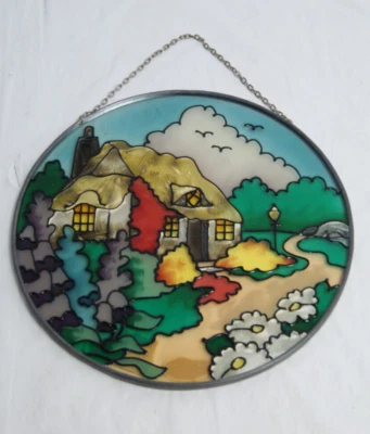 Estilo vitral pintado a mano Suncatcher decoración de pared núcleo de cabaña inglés  Foto 1 de 4