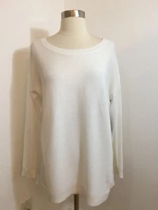 NEW TROOVE NORDSTROM WHITE COTTON/MODAL CREW NECK SWEATER SIZE L $128 - Picture 1 of 9