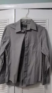 Club Monaco Men's Dress Shirt, Grey with Emblem Pattern, Size M 100% Cotton - Picture 1 of 2